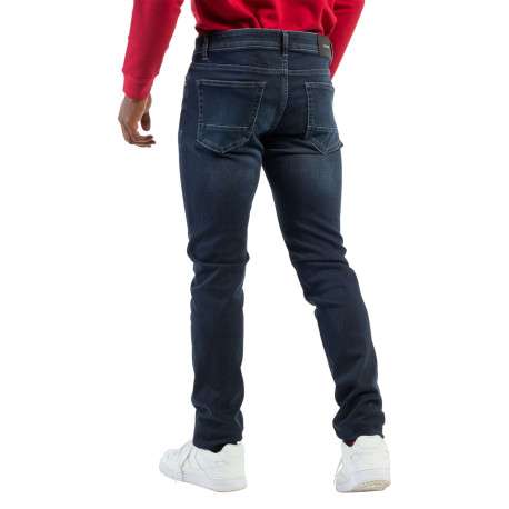 Jean nuit délavé avec une coupe ajustée et des passants pour la ceinture - Image 2