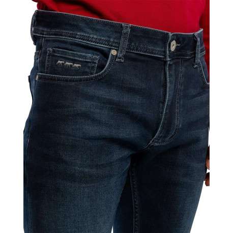 Jean nuit délavé avec une coupe ajustée et des passants pour la ceinture - Image 3