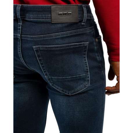 Jean nuit délavé avec une coupe ajustée et des passants pour la ceinture - Image 4