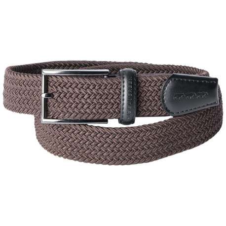 Ceinture brune unie tressée avec passant en simili-cuir