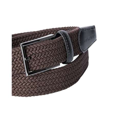 Ceinture brune unie tressée avec passant en simili-cuir - Image 2