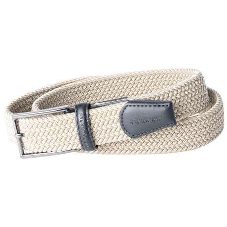Ceinture beige unie tressée avec passant en simili-cuir