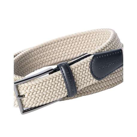 Ceinture beige unie tressée avec passant en simili-cuir - Image 2