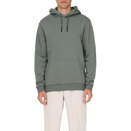 Sweatshirt tilleul uni avec une coupe droite et un col à capuche - Image 3