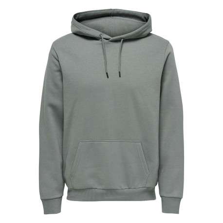 Sweatshirt tilleul uni avec une coupe droite et un col à capuche