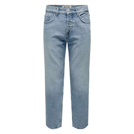 Jean Edge Loose en coton stone uni avec une coupe regular fit et 5 poches