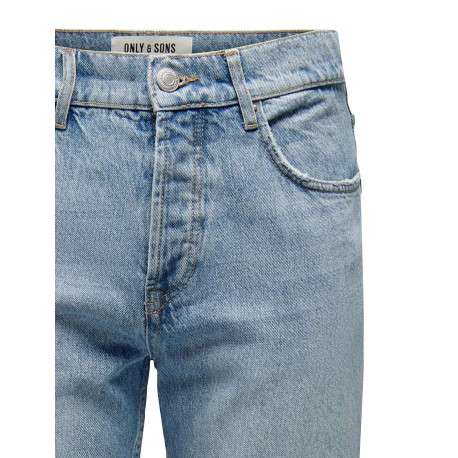 Jean Edge Loose en coton stone uni avec une coupe regular fit et 5 poches - Image 2