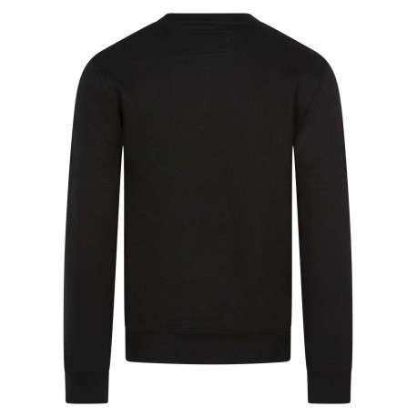 Sweat en coton mélangé noir uni avec écritures brodées à la poitrine - Image 2