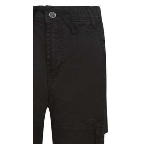 Pantalon Cargo en coton noir uni coupe slim et lien de serrage à la taille - Image 3