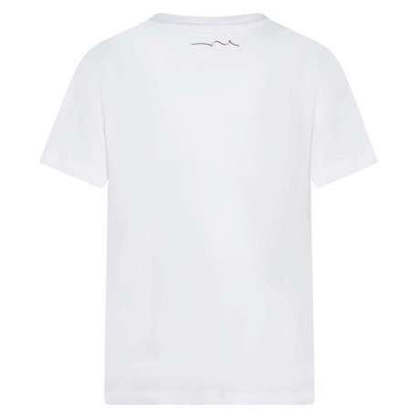 T-shirt en coton blanc uni avec une coupe droite et un col rond - Image 2