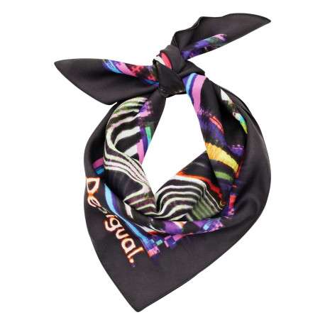 Foulard noir en soie avec tête de mickey imprimé dessus