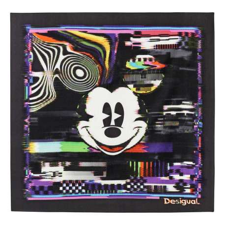 Foulard noir en soie avec tête de mickey imprimé dessus - Image 4