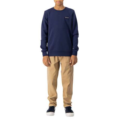 Pantalon en coton camel uni avec une coupe regular fit et poches latérales