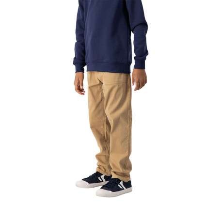 Pantalon en coton camel uni avec une coupe regular fit et poches latérales - Image 4