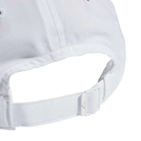 Casquette blanche unie avec logo et nom de la marque brodé en noir - Image 3