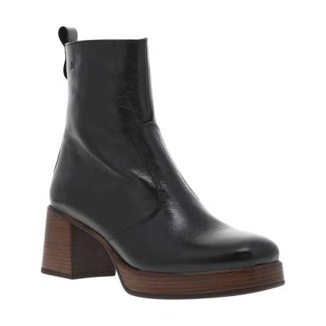 Boots en cuir noires à semelle à talon décroché haut avec une languette - Image 9