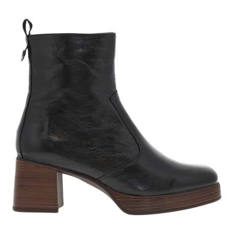 Boots en cuir noires à semelle à talon décroché haut avec une languette - Image 2