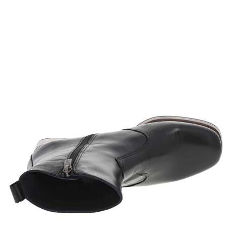 Boots en cuir noires à semelle à talon décroché haut avec une languette - Image 10
