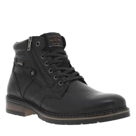 Bottines noires en cuir à talon décroché bas et à lacets plats - Image 3