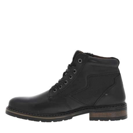 Bottines noires en cuir à talon décroché bas et à lacets plats
