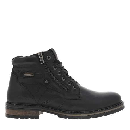 Bottines noires en cuir à talon décroché bas et à lacets plats - Image 2