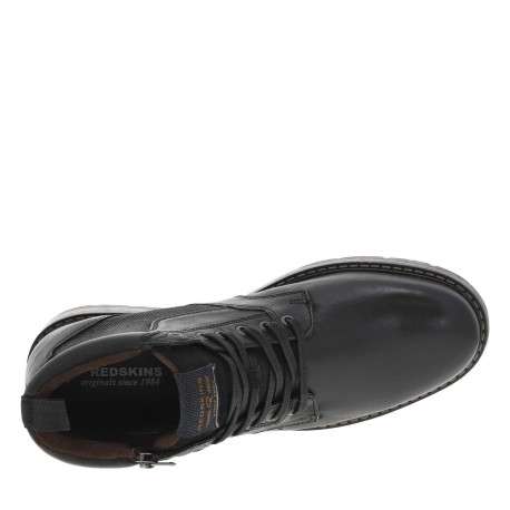 Bottines noires en cuir à talon décroché bas et à lacets plats - Image 4