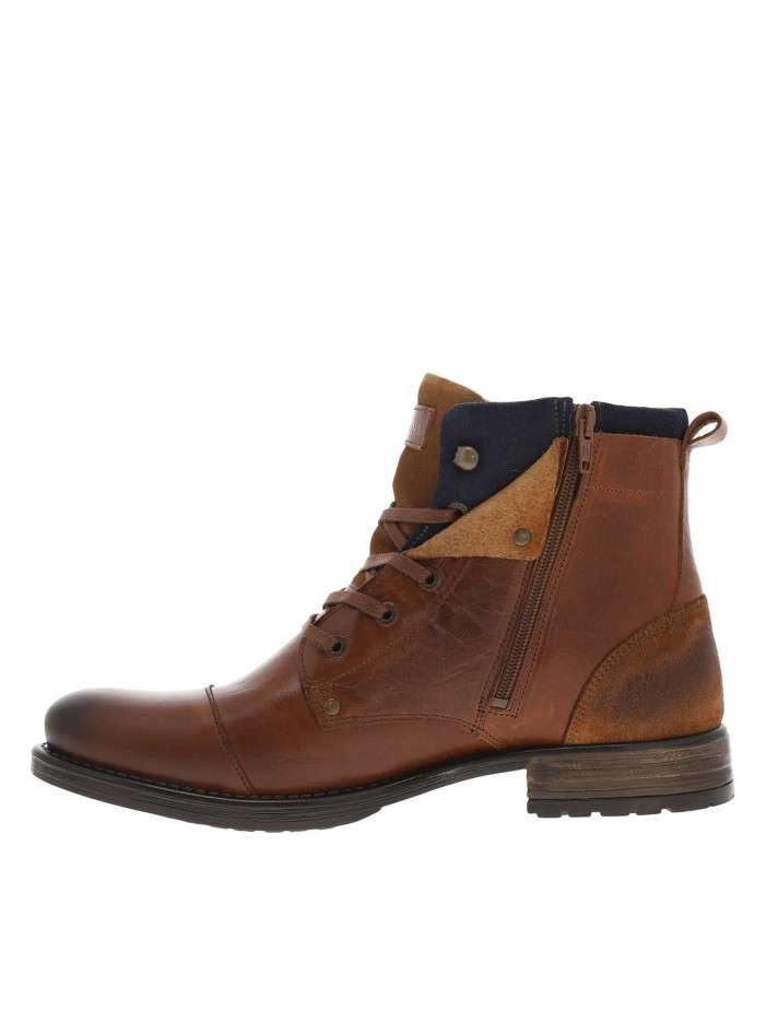 Bottines en cuir cognac à...