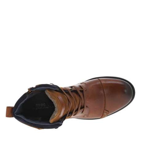 Bottines en cuir cognac à semelle antidérapante et à lacets plats - Image 4