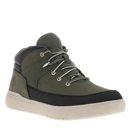 Bottines en cuir nubuck kaki avec contrefort renforcé et lacets ronds bicolores - Image 3