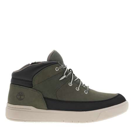Bottines en cuir nubuck kaki avec contrefort renforcé et lacets ronds bicolores - Image 2