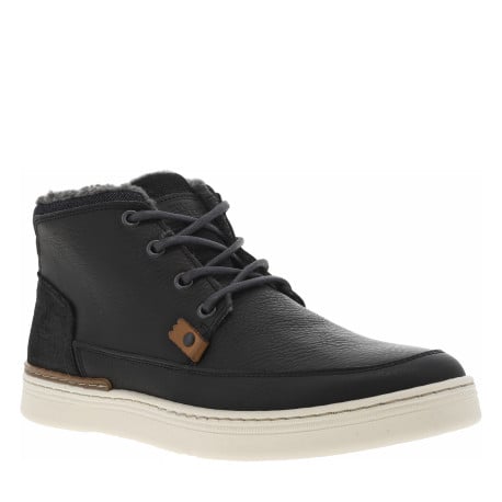 Bottines en cuir noires à semelle plate et à lacets ronds bleus - Image 3