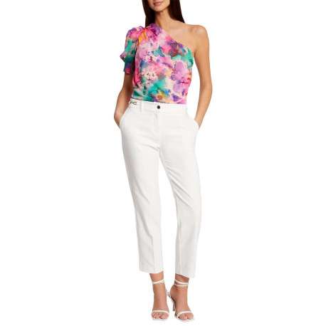 Top à épaules asymétrique multicolore imprimé abstrait avec une coupe droite - Image 6