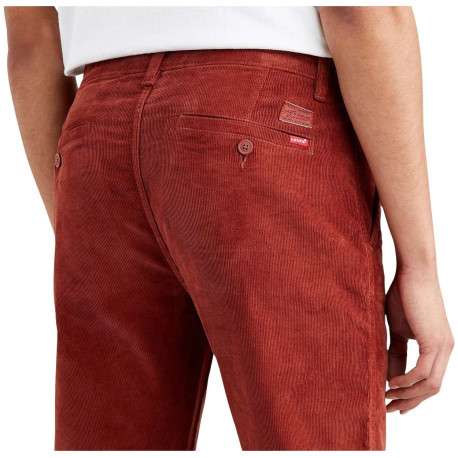 Pantalon Chino en coton rouge uni aspect velours avec deux poches latérales - Image 4