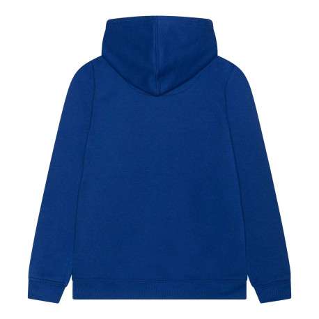 Sweat à capuche bleu uni avec logo de la marque floqué en vert et blanc - Image 2