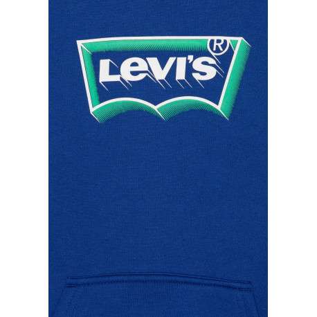 Sweat à capuche bleu uni avec logo de la marque floqué en vert et blanc - Image 3