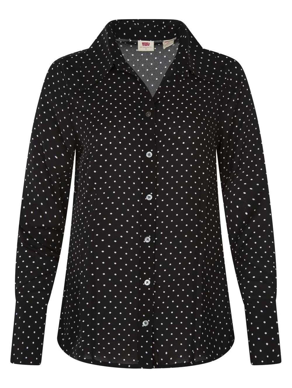 Chemisier Noir Transparent à Pois New Look Taille 12 - Manches Longues, Bordure Volants, En Mousseline/chiffon, Neuf Avec étiquettes