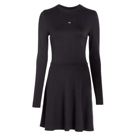 Robe courte patineuse noire unie avec logo de la marque brodé à la poitrine