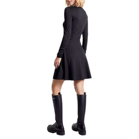 Robe courte patineuse noire unie avec logo de la marque brodé à la poitrine - Image 3