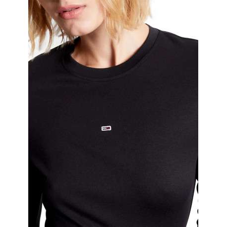 Robe courte patineuse noire unie avec logo de la marque brodé à la poitrine - Image 5