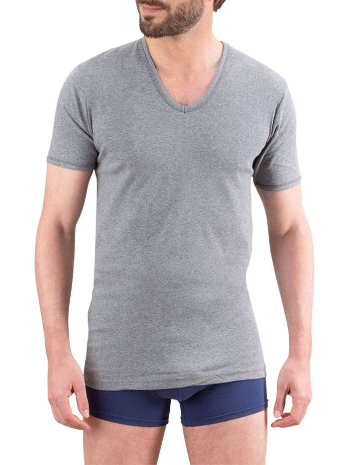 T-shirt en coton gris uni...