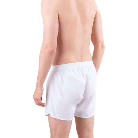 Caleçon en coton blanc uni avec une coupe ouverte - Image 2