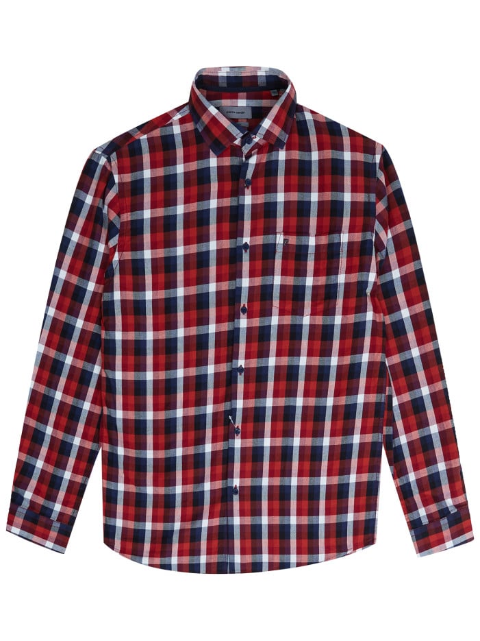 Chemise en coton rouge à...
