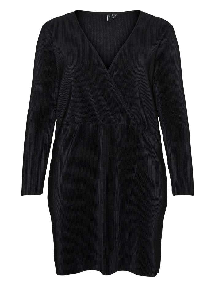 Robe courte noire côtelée à...