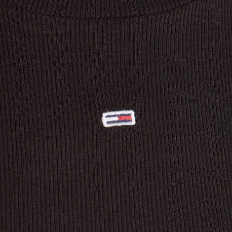 Pull noir uni en maille jersey avec un col roulé et à manches longues - Image 6