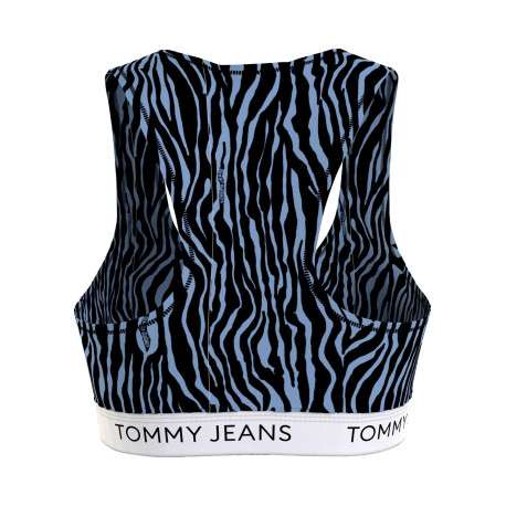Brassière en coton mélangé bleue zèbre avec bande de maintien blanche - Image 2