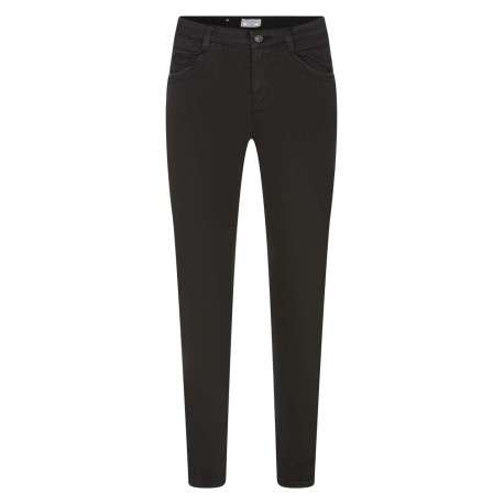 Pantalon noir uni avec une coupe slim et des passants pour la ceinture