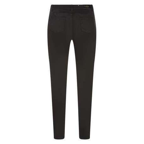 Pantalon noir uni avec une coupe slim et des passants pour la ceinture - Image 2