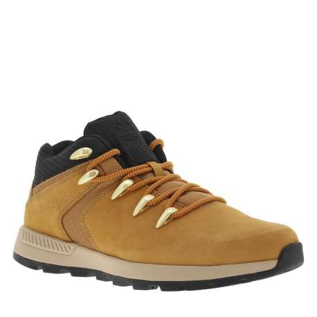 Bottines en cuir nubuck miel avec patch en Mesh cousus sur la tige - Image 3