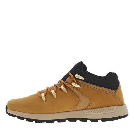 Bottines en cuir nubuck miel avec patch en Mesh cousus sur la tige
