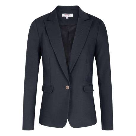 Veste blazer marine unie avec une coupe droite et des manches longues - Image 6